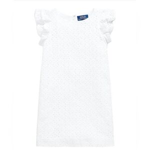 Polo Ralph Lauren Girls' Eyelet Ruffle Gingham Cotton Madras Dress Size 16
